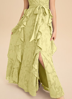 Azazie Peyton Junior Vestido de Sorbete De Limón de Devorado Floral de Corte en A con Plisado image8