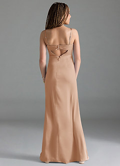 Azazie Leonis Junior English Rose A-Line Pleated Stretch Satin Dress image2