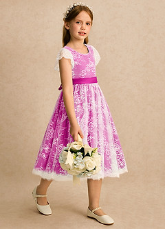 Azazie Maisie Flower Girl Klänningar Klänning A-linje i Spets image4