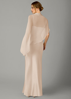 Azazie Jaleesa Jurken voor bruidsmeisjes Jurk van Stretch Satijn met A-Lijn Hoge Kraag Wit Albast image6