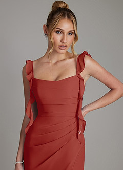 Azazie Jessamine 신부 들러리 드레스 인어 코르셋 쉬폰 바닥 길이 드레스 image3