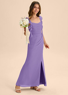Azazie Jessamine Junior Vestido de Tahití de Gasa de Corte Sirena con Escote de Corazón image4