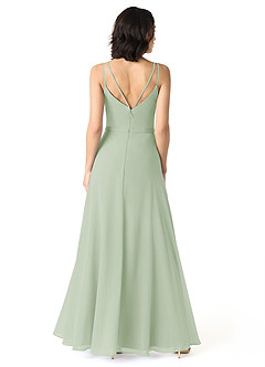 Azazie Janine Bridesmaid Dresses Dusty Sage A-Line V-Neck Chiffon Dress image4