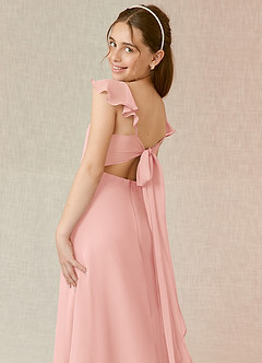 Azazie Everett Junior A-Linie Chiffon Kleid Rosettenrosa image7