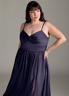 Azazie Zeya Bridesmaid Dresses Stormy A-Line Pleated Stretch Satin Dress image14