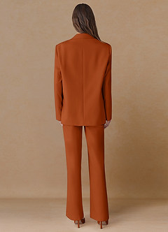front Marina Burnt Orange Refined Weave Straight-Leg Pants