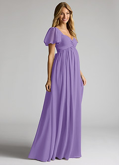Azazie Madisynn Maternity Bridesmaid Dresses Bow Chiffon Floor-Length Dress image3