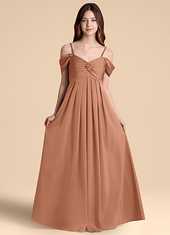 Azazie Kaitlynn Junior Vestido de Bronceador de Satén Elástico de Corte en A con Vestidos sin tirantes image6