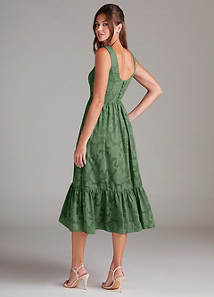 Azazie Alissa Bridesmaid Dresses Eucalyptus A-Line with Pockets Floral Burnout Dress image7