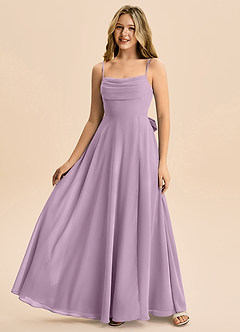 Azazie Bear Junior Jurk van Chiffon met A-Lijn Geplooid Blauweregen image4