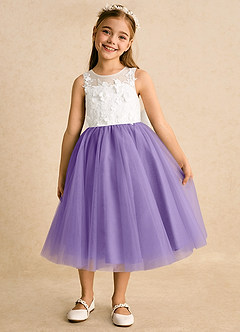 Azazie Lina Flower Girl Dresses Ivory Tahiti Ball-Gown Lace Dress image5