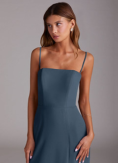 Azazie Wren Abiti da Damigella Abito Convertibile A-Line in Chiffon Spacco Laterale Blu Nettuno image6