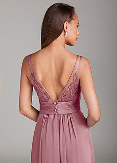 Azazie Maren Allure Bridesmaid Dresses Vintage Mauve A-Line Lace Stretch Satin Dress image2