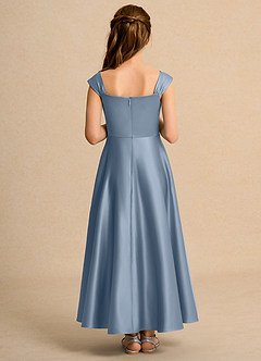 Azazie Bundle Girls Formal Abiti da Ragazza di Fiori Abito A-Line in Raso Opaco Plissettato Blu Polveroso image2