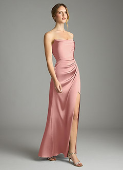 Azazie Leonis Bridesmaid Dresses Rosette Mermaid Pleated Stretch Satin Convertible Dress image6