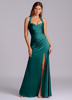 Azazie Destiny Bridesmaid Dresses Peacock Mermaid Sweetheart Neckline Stretch Satin Dress image7