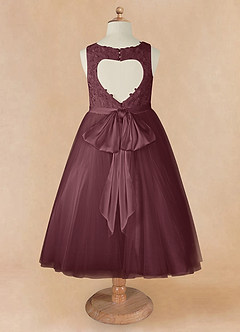 Azazie Calla Flower Girl Dresses Sangria Ball-Gown Lace Tulle Dress image8