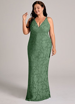 Azazie Tianna Robes de demoiselle d'honneur Robe Fourreau en Blumen-Burnout Dentelle Eucalyptus image10