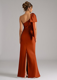 Azazie Capri Bridesmaid Dresses Paprika Mermaid One Shoulder Stretch Satin Dress image2