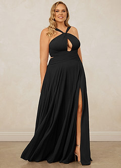 Christian Siriano Bridal for Azazie 1009 Bridesmaid Dresses Black A-Line Pleated Chiffon Dress image12