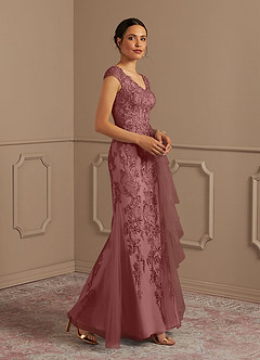 Azazie Melena Mother of the Bride Dresses Desert Rose Mermaid Lace Tulle Dress image2