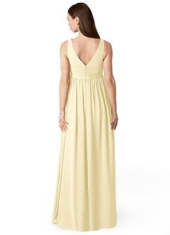 Azazie Yetta Maternity Bridesmaid Dresses A-Line V-Neck Gathered Chiffon Floor-Length Dress image2