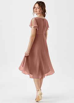 Azazie Graciela Junior Cedar Rose A-Line Pleated Chiffon Dress image6