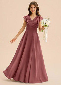 Azazie Anysa Junior Robe Trapèze en Mousseline de soie Rayé Améthyste image1