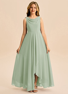 Azazie Mannie Junior Linia A Pofałdowany Szyfon Asymetryczny Młodsza druhna Sukienka image6