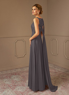 Azazie Joules Mother of the Bride Dresses Steel Grey A-Line Sequins Chiffon Dress image5