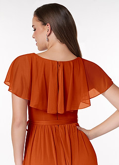 Azazie Jael Bridesmaid Dresses Paprika A-Line V-Neck Mesh Dress image6