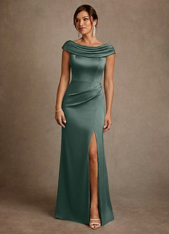 Azazie Irvine Kleider für die Brautmutter A-Linie Plissee Stretch-Satin Kleid Seemoos image3