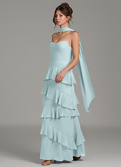 Azazie Imani Bridesmaid Dresses Mist A-Line Ruched Chiffon Dress image3
