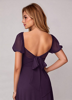 Azazie Fatima Bridesmaid Dresses Plum A-Line with Pockets Chiffon Dress image1