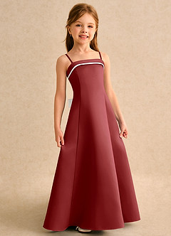 Azazie Izel Girls Formal Flower Girl Klänningar Klä A-Line i Matt satäng Plisserad image3