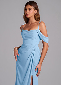 Azazie Johana Abiti da Damigella Abito Convertibile Sirena in Chiffon Spalle Scoperte Azzurro Polvere image5