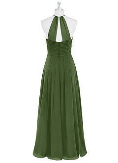 Azazie Ginger Bridesmaid Dresses Olive A-Line Halter Pleated Chiffon Dress image7