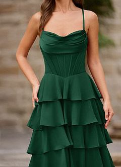 Rhythm Emerald Green Ruffled A-line Prom Dress image8