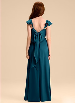 Azazie Everett Junior Klä av A-Line i Stretch Satin Rosett image2