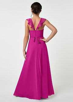 Azazie Emily Junior Fuchsia A-Line Ruched Chiffon Dress image2