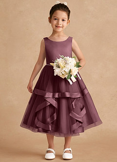 Azazie Posy Blumenmädchenkleider A-Linie Mit Perlen Tüll Kleid Sangria image4