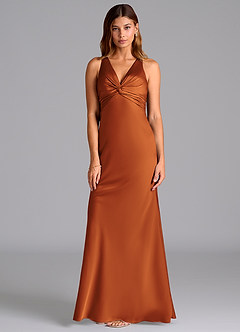 Azazie Hati Brudtärnklänningar Klä av Sjöjungfru i Stretch Satin Kanel image5