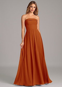 Azazie Lucienne Bridesmaid Dresses Paprika A-Line Strapless Chiffon Convertible Dress image3