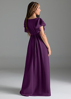 Azazie Daphne Junior Grape A-Line Pleated Chiffon Dress image5