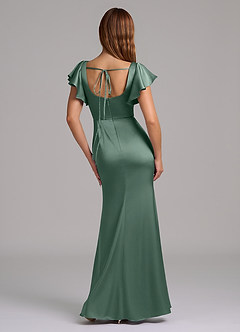 Azazie Elkie Brudtärnklänningar Klä av Sjöjungfru i Stretch Satin Fyrkantig halsringning Eukalyptus image2