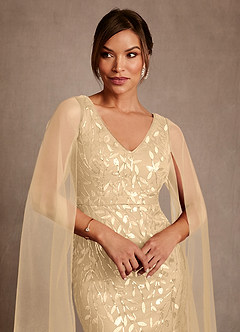 Azazie Arizona Mother of the Bride Dresses Champagne Sheath Lace Tulle Dress image5