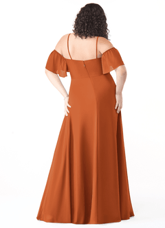 Azazie Sue Bridesmaid Dresses Cinnamon A-Line Off the Shoulder Chiffon Convertible Dress image7