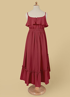 Azazie Karmen Flower Girl Dresses Pomegranate A-Line Ruched Chiffon Dress image7