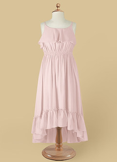 Azazie Karmen Flower Girl Dresses Blushing Pink A-Line Ruched Chiffon Dress image9