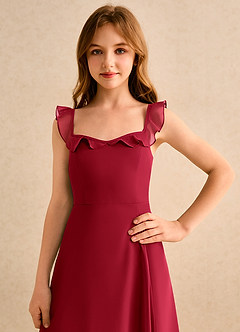 Azazie Chip Girls Formal Flower Girl Dresses Scarlet A-Line Sleeveless Chiffon Dress image6